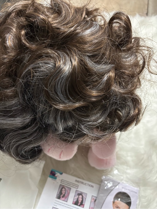 Accessories - Short Curly Brown Wig with Natural Highlights